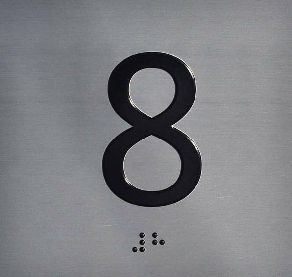 8TH Floor Elevator Jamb Plate Sign- with Braille and Raised Number-Elevator Floor Number Sign- 8TH Floor Elevator Jamb Plate Sign- with Braille and Raised Number-Elevator Floor Number Sign-