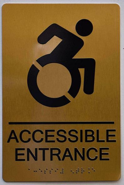 ACCESSIBLE Entrance Sign-Tactile Signs  Gold ACCESSIBLE Entrance Sign-Tactile Signs  Gold