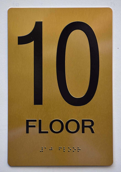 Floor 10 Sign-Tactile Signs - 10th Floor Sign-Tactile Signs - Gold Floor 10 Sign-Tactile Signs - 10th Floor Sign-Tactile Signs - Gold