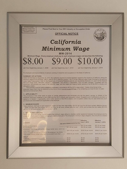 CALIFORNIA MINIMUM WAGES NOTICE Signage CALIFORNIA MINIMUM WAGES NOTICE Signage