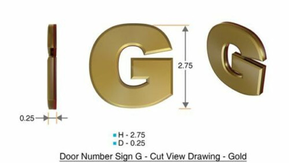 Apartment Number Sign/Mailbox Number Sign, Door Number Sign. Letter G Gold Apartment Number Sign/Mailbox Number Sign, Door Number Sign. Letter G Gold
