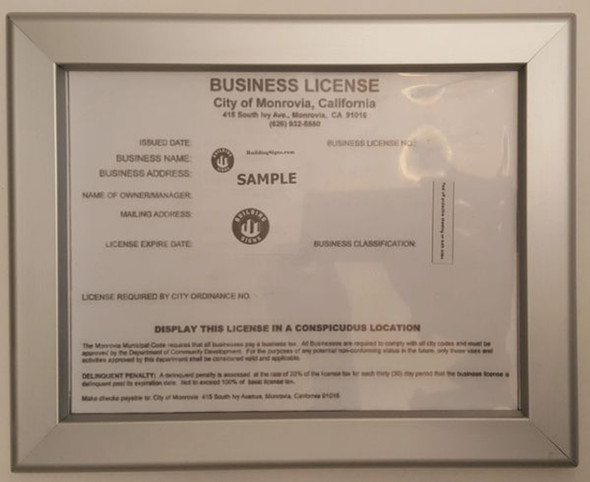 Business License Frame CA Business License Frame CA
