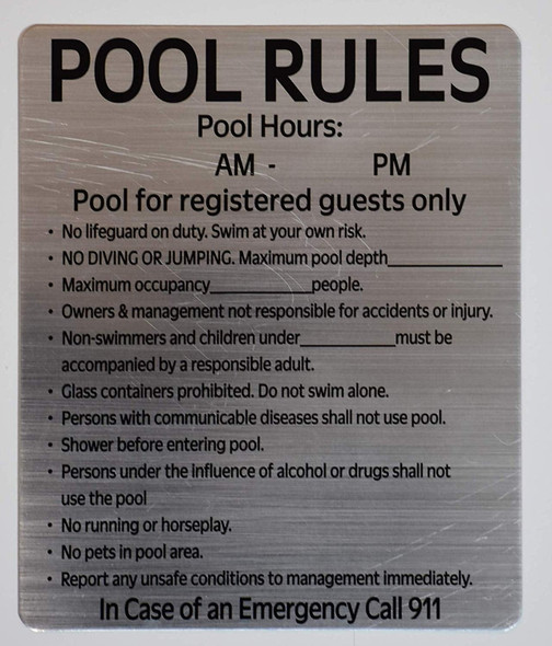 Pool Rules and Pool Hours Signage Pool Rules and Pool Hours Signage