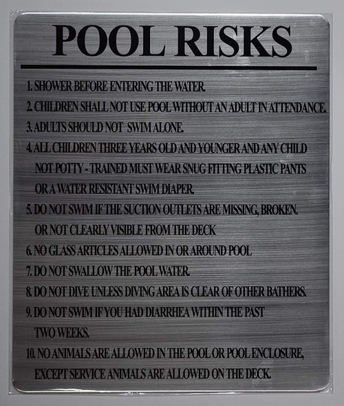 Pool Risks Signage Pool Risks Signage