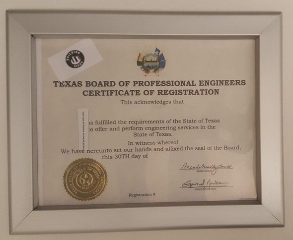 certificate frame state of TEXAS certificate frame state of TEXAS