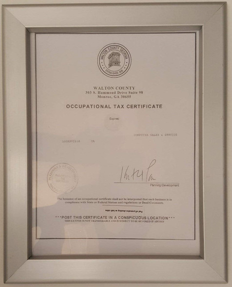 GA Tax Certificate frame Heavy Duty Signage GA Tax Certificate frame Heavy Duty Signage