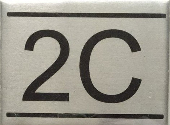 APARTMENT NUMBER -2C-BRUSHED ALUMINUM Signage APARTMENT NUMBER -2C-BRUSHED ALUMINUM Signage