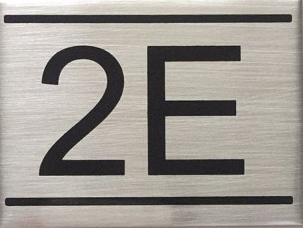 APARTMENT NUMBER -2E -BRUSHED ALUMINUM Signage APARTMENT NUMBER -2E -BRUSHED ALUMINUM Signage