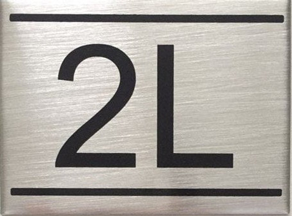 APARTMENT NUMBER -2L -BRUSHED ALUMINUM Signage APARTMENT NUMBER -2L -BRUSHED ALUMINUM Signage