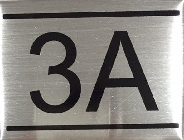 APARTMENT NUMBER -3A -BRUSHED ALUMINUM Signage APARTMENT NUMBER -3A -BRUSHED ALUMINUM Signage