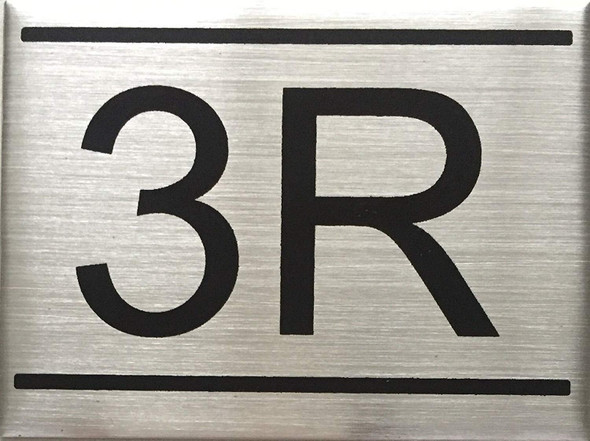 APARTMENT NUMBER -3R -BRUSHED ALUMINUM Signage APARTMENT NUMBER -3R -BRUSHED ALUMINUM Signage