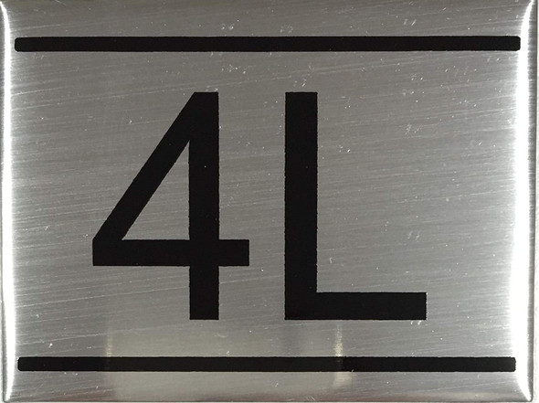APARTMENT NUMBER -4L -BRUSHED ALUMINUM Signage APARTMENT NUMBER -4L -BRUSHED ALUMINUM Signage
