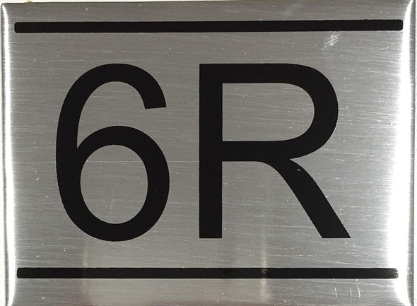 APARTMENT NUMBER -6R -BRUSHED ALUMINUM APARTMENT NUMBER -6R -BRUSHED ALUMINUM