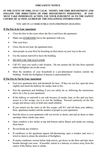 Fire Safety Notice- Non Fireproof building Signage Fire Safety Notice- Non Fireproof building Signage