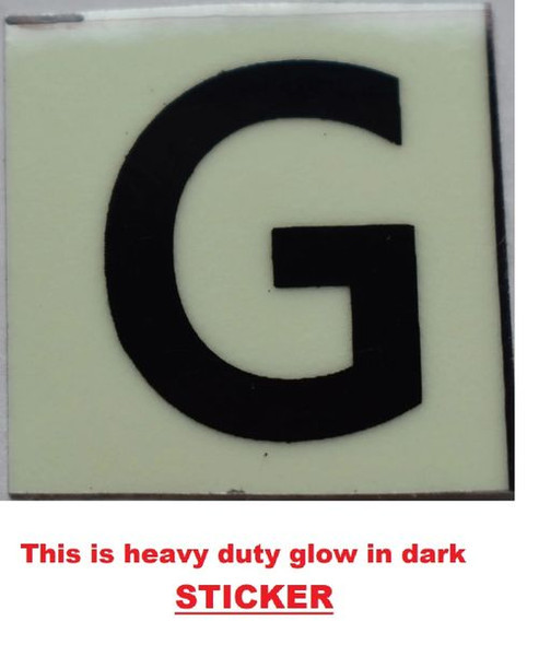 PHOTOLUMINESCENT DOOR NUMBER G SIGNAGE PHOTOLUMINESCENT DOOR NUMBER G SIGNAGE