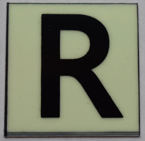 PHOTOLUMINESCENT DOOR NUMBER R SIGN PHOTOLUMINESCENT DOOR NUMBER R SIGN