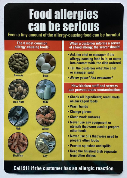 1 PCS- NYC RESTURANT FOOD ALLERGIES STICKER/DECAL 1 PCS- NYC RESTURANT FOOD ALLERGIES STICKER/DECAL