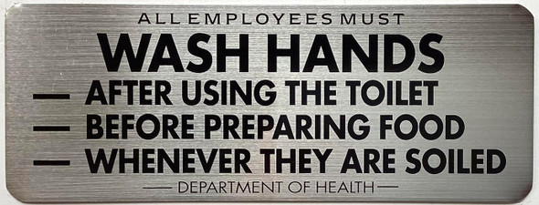 ALL EMPLOYEES MUST WASH HANDS DEPARTMENT OF HEALTH SignNYC RESTURANT SIGNAGE ALL EMPLOYEES MUST WASH HANDS DEPARTMENT OF HEALTH SignNYC RESTURANT SIGNAGE