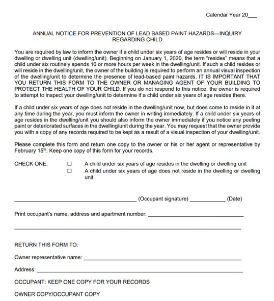 LEAD BASE ANNUAL NOTICE GENDERAL YEARS Notice LEAD BASE ANNUAL NOTICE GENDERAL YEARS Notice