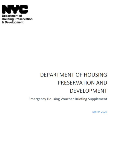 HPD  Emergency Housing Voucher Briefing Supplement HPD  Emergency Housing Voucher Briefing Supplement
