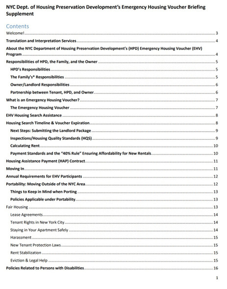 HPD  Emergency Housing Voucher Briefing Supplement HPD  Emergency Housing Voucher Briefing Supplement