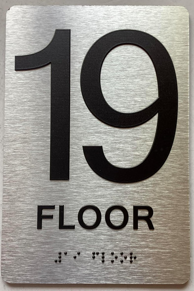 19th floor sign with Raised letters/Image & Grade 2 Braille - Includes Red Adhesive pad for Easy Installation 19th floor sign with Raised letters/Image & Grade 2 Braille - Includes Red Adhesive pad for Easy Installation