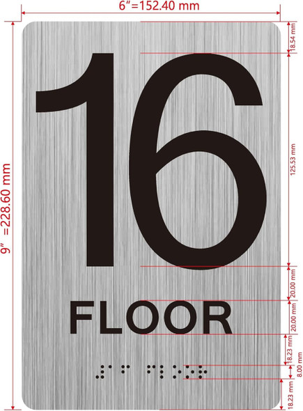 16th floor SIGNAGE with Raised letters/Image & Grade 2 Braille - Includes Red Adhesive pad for Easy Installation 16th floor SIGNAGE with Raised letters/Image & Grade 2 Braille - Includes Red Adhesive pad for Easy Installation