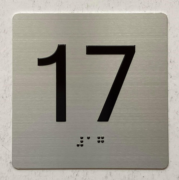 Elevator 17 FLOOR Sign/jamb plate 17 floor SIGNAGE letters/Image & Grade 2 Braille - Includes Red Adhesive pad for Easy Installation Elevator 17 FLOOR Sign/jamb plate 17 floor SIGNAGE letters/Image & Grade 2 Braille - Includes Red Adhesive pad for Easy Installation