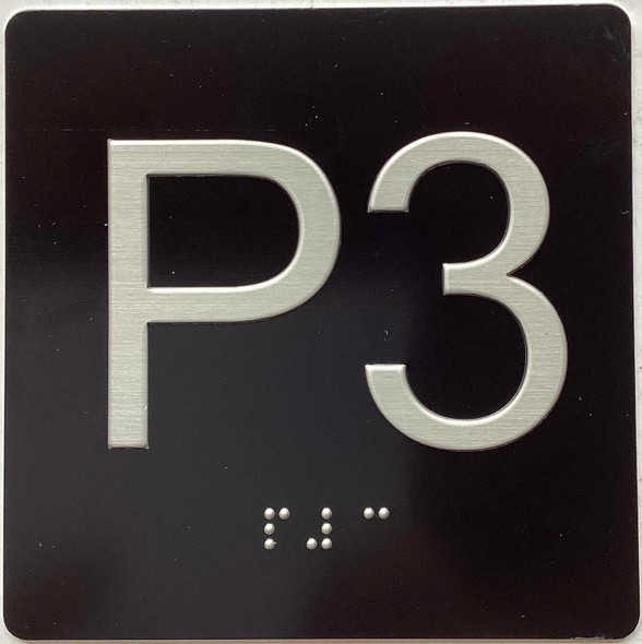 Elevator floor P3 parking floor 3 Sign / jamb plate P3 parking floor 3 sign letters/Image & Grade 2 Braille - Includes Red Adhesive pad for Easy Installation Elevator floor P3 parking floor 3 Sign / jamb plate P3 parking floor 3 sign letters/Image & Grade 2 Braille - Includes Red Adhesive pad for Easy Installation