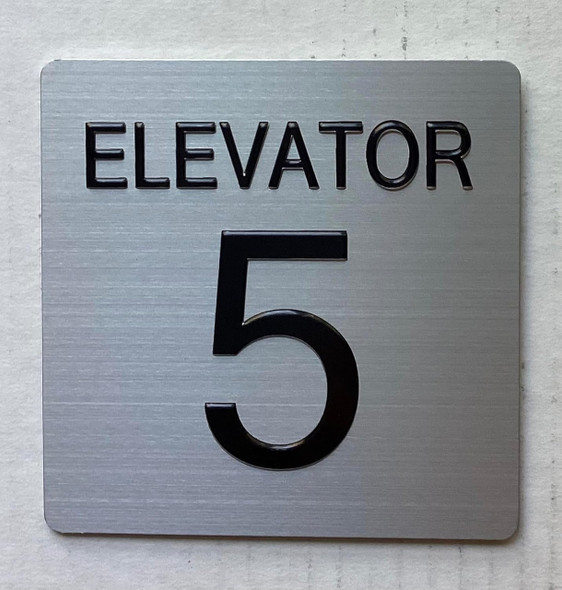 ELEVATOR NUMBER 5 SIGNAGE with Raised letters & Grade 2 Braille - Includes Red Adhesive pad for Easy Installation ELEVATOR NUMBER 5 SIGNAGE with Raised letters & Grade 2 Braille - Includes Red Adhesive pad for Easy Installation