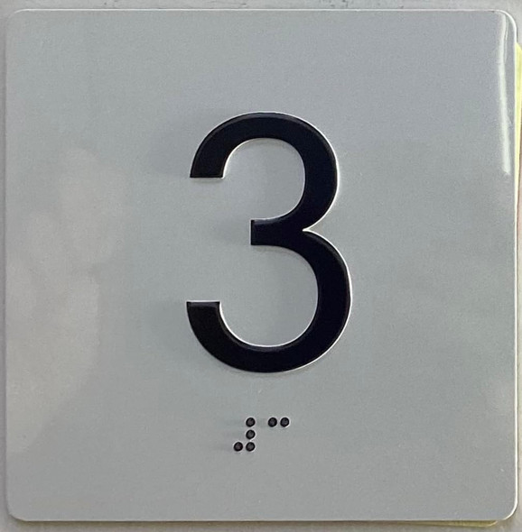 Elevator 3rd floor Sign/jamb plate floor 3 sign letters/Image & Grade 2 Braille - Includes Red Adhesive pad for Easy Installation Elevator 3rd floor Sign/jamb plate floor 3 sign letters/Image & Grade 2 Braille - Includes Red Adhesive pad for Easy Installation