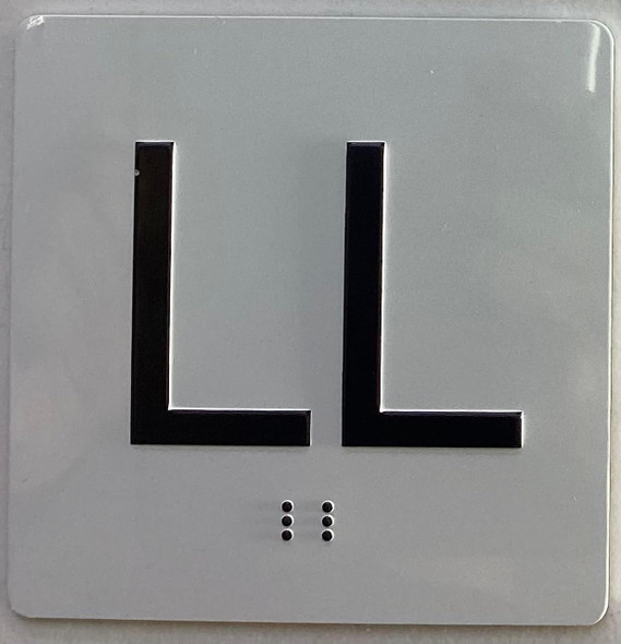 Elevator floor LL Sign/jamb plate floor Lower Level SIGNAGE letters/Image & Grade 2 Braille - Includes Red Adhesive pad for Easy Installation Elevator floor LL Sign/jamb plate floor Lower Level SIGNAGE letters/Image & Grade 2 Braille - Includes Red Adhesive pad for Easy Installation