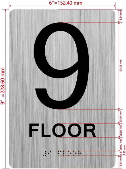 9th floor SIGNAGE with Raised letters/Image & Grade 2 Braille - Includes Red Adhesive pad for Easy Installation 9th floor SIGNAGE with Raised letters/Image & Grade 2 Braille - Includes Red Adhesive pad for Easy Installation