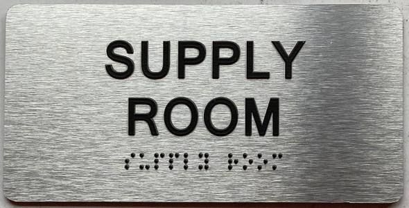 SUPPLY ROOM SIGNAGE with Raised letters/Image & Grade 2 Braille - Includes Red Adhesive pad for Easy Installation SUPPLY ROOM SIGNAGE with Raised letters/Image & Grade 2 Braille - Includes Red Adhesive pad for Easy Installation