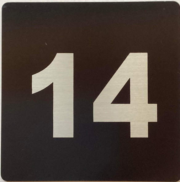 Apartment number 14 sign/DOOR NUMBER SIGN 4x4 inch, Black, with double sided tape-The Broadway Line Apartment number 14 sign/DOOR NUMBER SIGN 4x4 inch, Black, with double sided tape-The Broadway Line