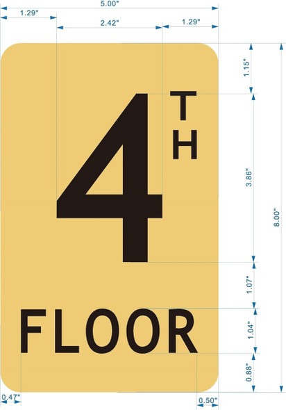 GOLD FLOOR NUMBER SIGN, aluminum, Size 5x8 inch The Gold Mountain Line GOLD FLOOR NUMBER SIGN, aluminum, Size 5x8 inch The Gold Mountain Line