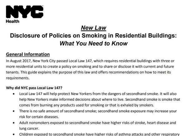 NYc Disclosure of Policies on Smoking in Residential Buildings NYc Disclosure of Policies on Smoking in Residential Buildings