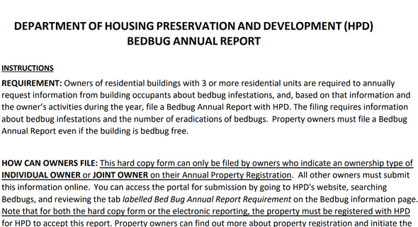 Bedbug Annual Report Form Bedbug Annual Report Form