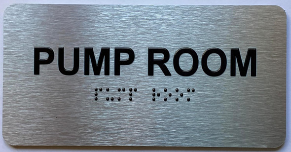 Pump room sign with Raised letters/Image & Grade 2 Braille - Includes Red Adhesive pad for Easy Installation Pump room sign with Raised letters/Image & Grade 2 Braille - Includes Red Adhesive pad for Easy Installation