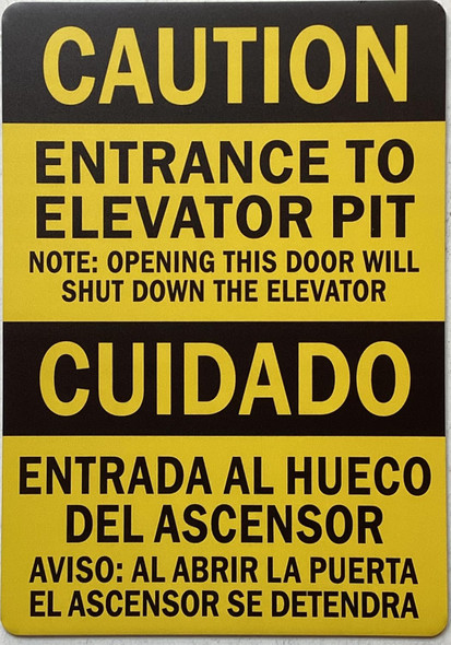 Caution Elevator pit sign english/spanish yellow Aluminum Wall Mount | Rust-Free, Durable | Double-Sided Tape I Easy Installation -7x10 Inch_-red20250404 Caution Elevator pit sign english/spanish yellow Aluminum Wall Mount | Rust-Free, Durable | Double-Sided Tape I Easy Installation -7x10 Inch_-red20250404
