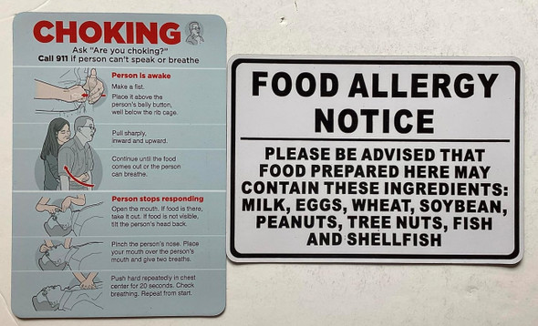 Resturant Choking Magnet + Food Allergy Magnet/SIGNAGE Resturant Choking Magnet + Food Allergy Magnet/SIGNAGE