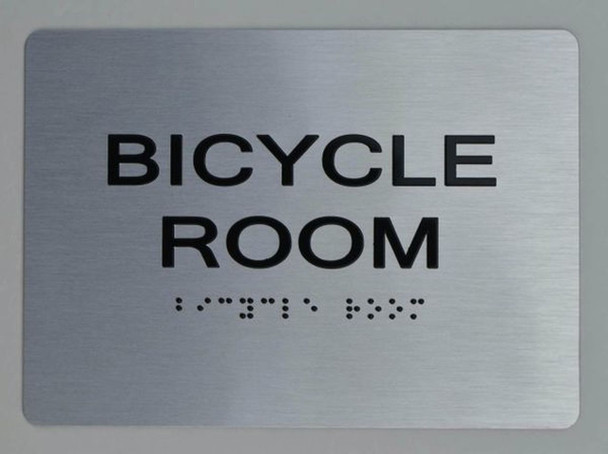 Bicycle Room Sign Braille Sign with Raised Tactile Graphics and Letters Bicycle Room Sign Braille Sign with Raised Tactile Graphics and Letters