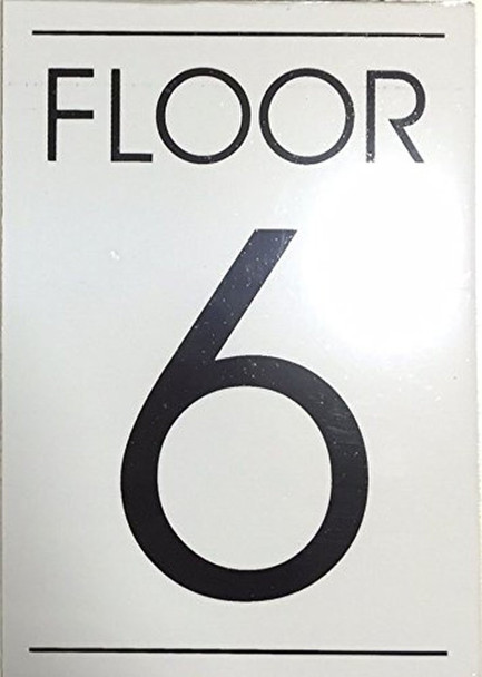 FLOOR NUMBER SIGN WHITE - 6TH FLOOR SIGN FLOOR NUMBER SIGN WHITE - 6TH FLOOR SIGN