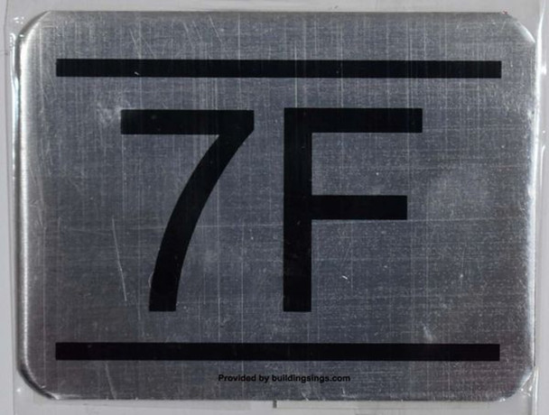 APARTMENT NUMBER SIGN 7F -BRUSHED ALUMINUM APARTMENT NUMBER SIGN 7F -BRUSHED ALUMINUM