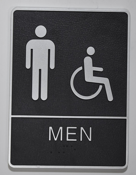MEN ACCESSIBLE Restroom Sign- BLACK- BRAILLE