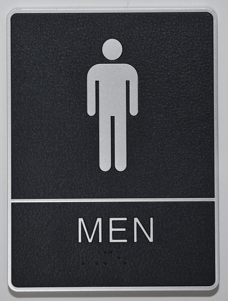MEN Restroom Sign- BLACK- BRAILLE