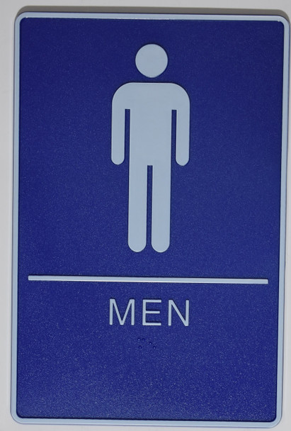 MEN Restroom Sign- BLUE- BRAILLE