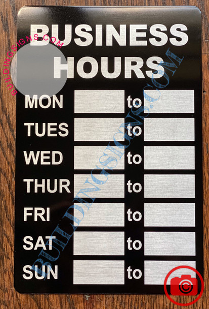 BUSINESS HOURS SIGN- BLACK