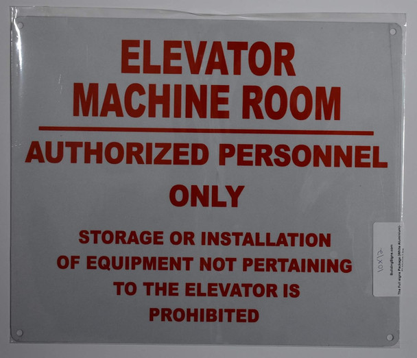 Elevator Machine Room Authorized Personnel ONLY Sign Elevator Machine Room Authorized Personnel ONLY Sign