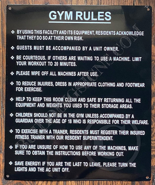 Gym Rules Sign Gym Rules Sign